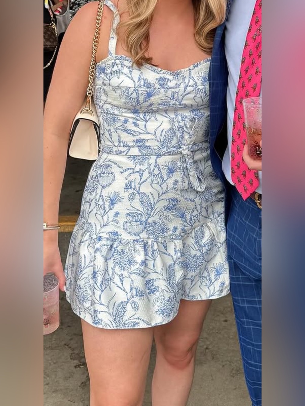 Amanda Uprichard blue and white romper
